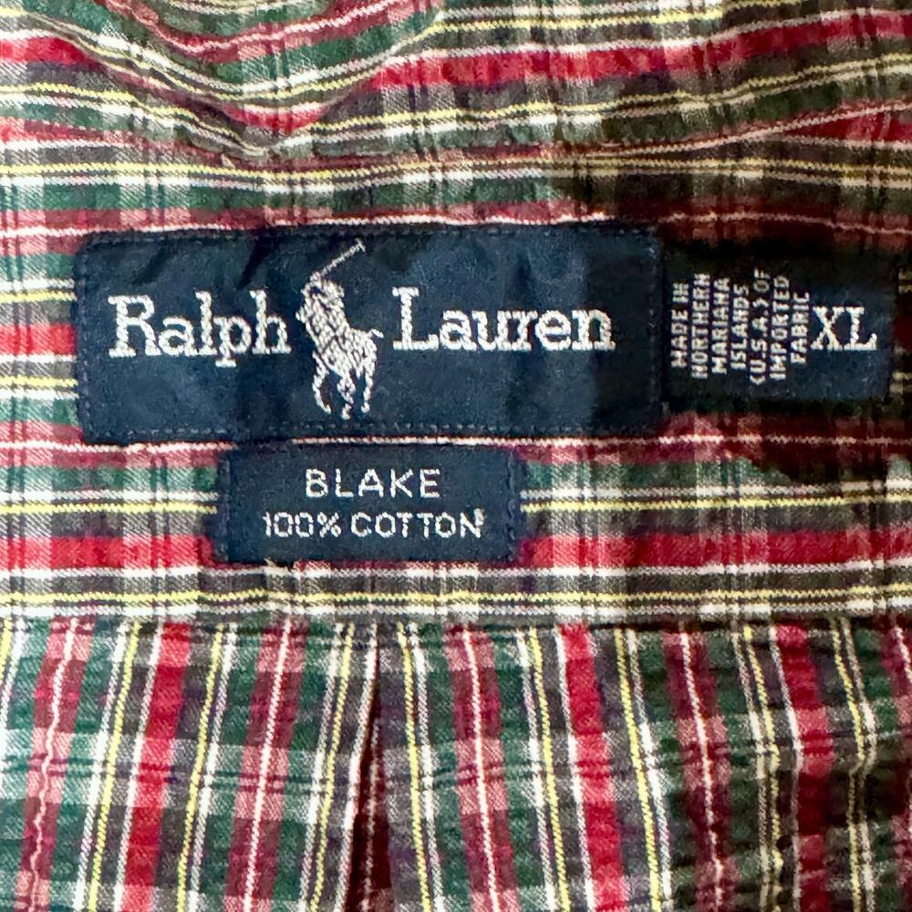 Men's Ralph Lauren Blake Collection Plaid Button Down Short Sleeve Shirt Size XL - Picture 3 of 7